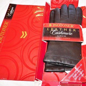 New ISOTONER Cashmere Lined Genuine Leather Driving Gloves